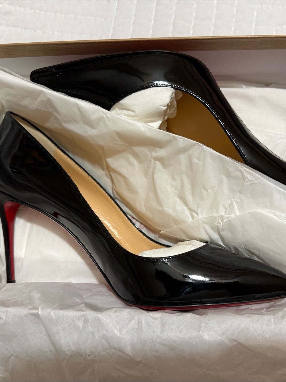 Christian Louboutin Black Patent Pointed Toe Pumps - Picture 5 of 8